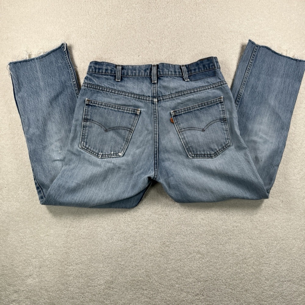 Vtg 1979 Levi's 519 -0217 Orange Tab Jeans High Rise Raw Hem Crop Cut USA 32x26